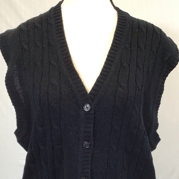 80s Vintage Options Womens Cable Knit Sweater Vest Size XL Sleeveless Button Up - Picture 9 of 16